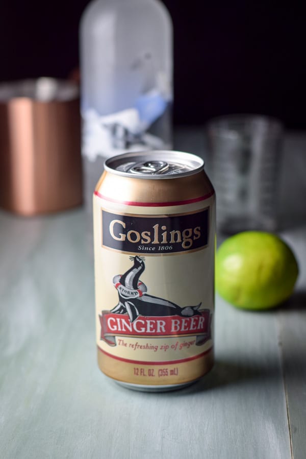 Ginger beer, lime and vodka for the cocktail