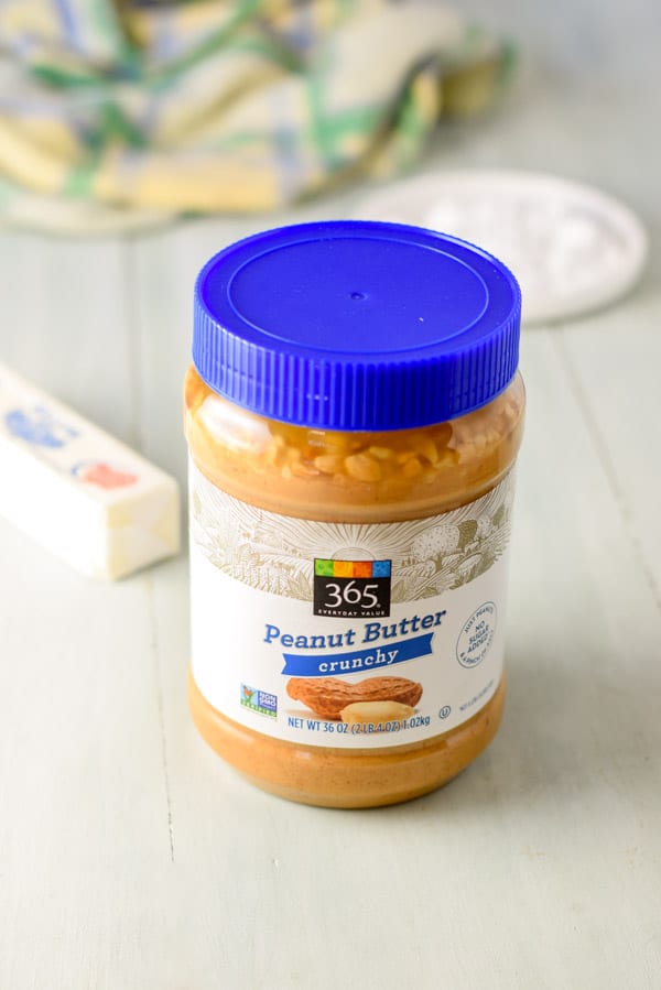 Peanut butter, butter and confectioner's sugar on the table