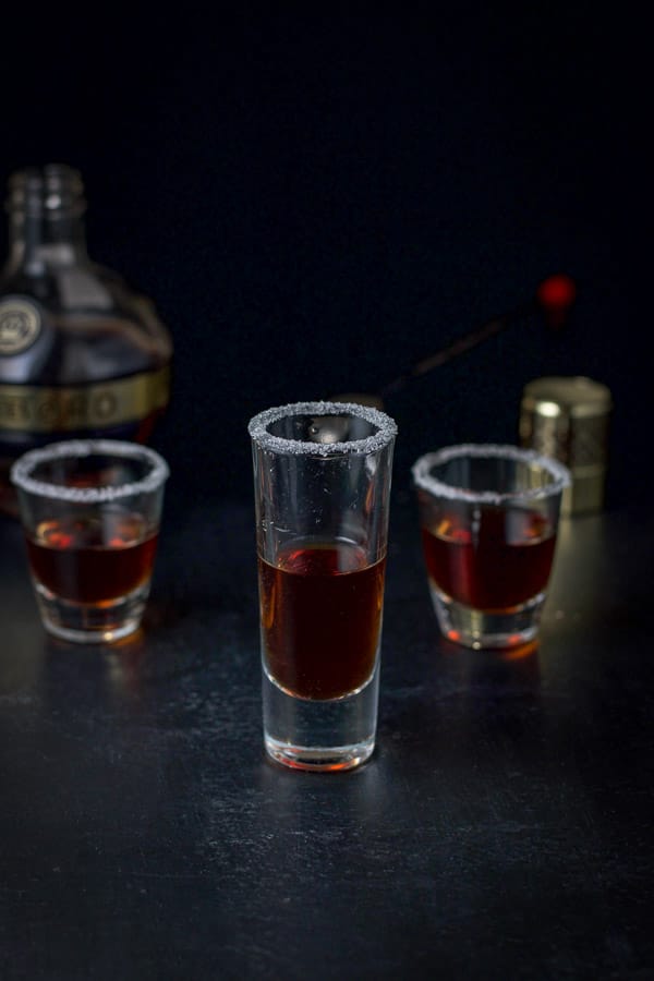 Chambord poured into the sugar rimmed glasses