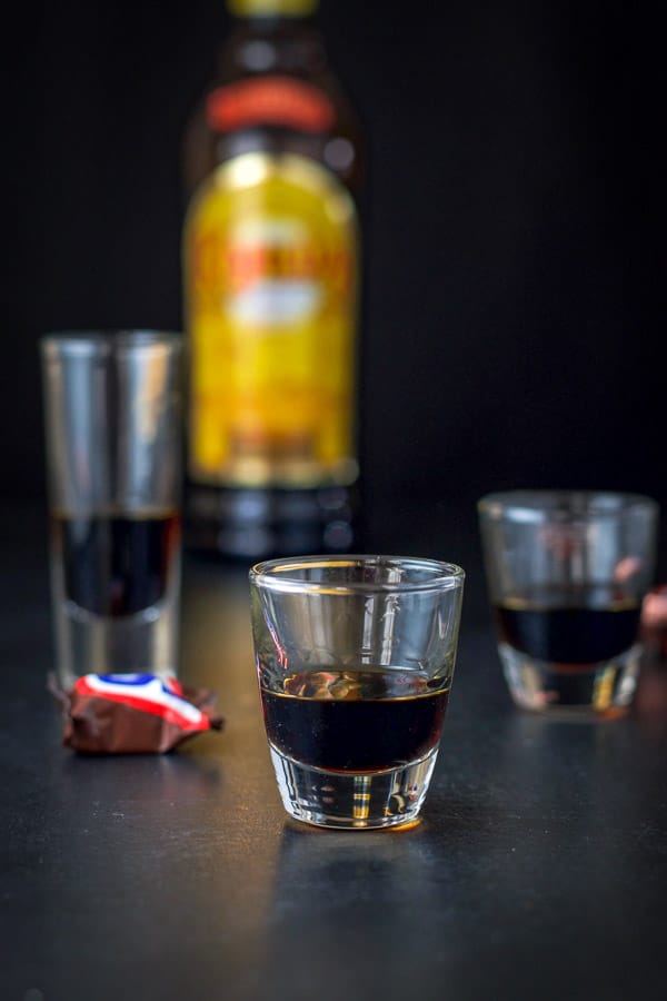 Kahlúa poured out in the three glasses