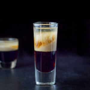 Square photo of the shot showing the infiltration of two of the ingredients