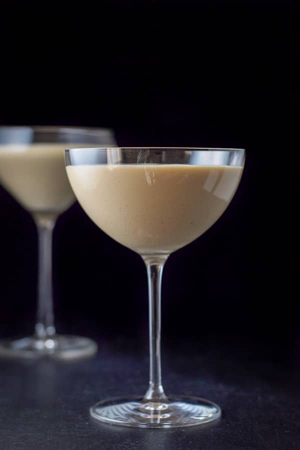 Vertical view of the martini with the other glass in the background