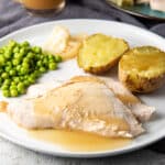 Slices of turkey breast on a plate - square
