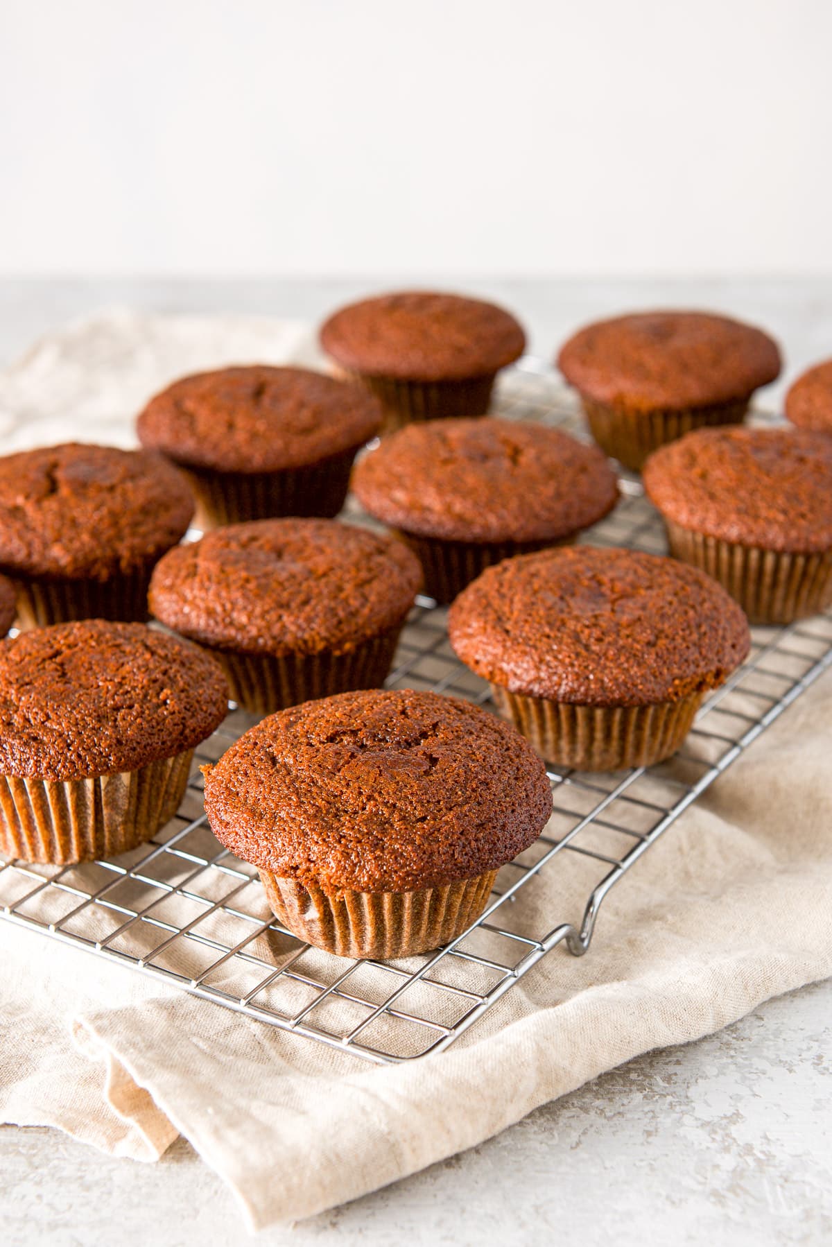 Muffins cooling on a wire rack