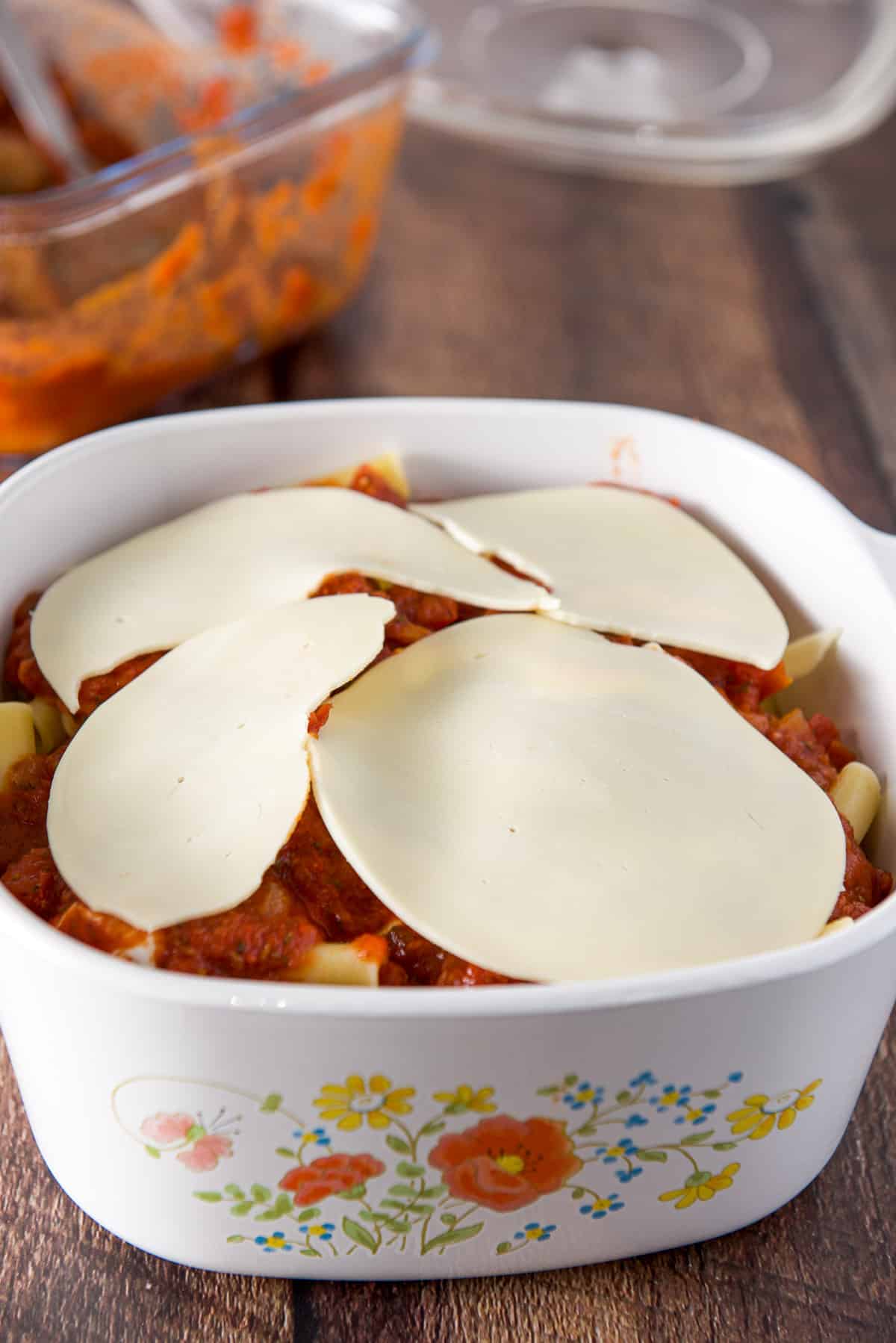 Cheese as the last layer in the casserole dish