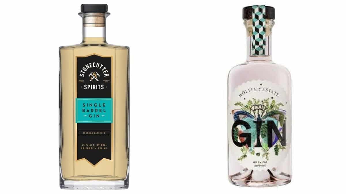 Stonecutter spirits gin and Wolffer Estate gin bottles