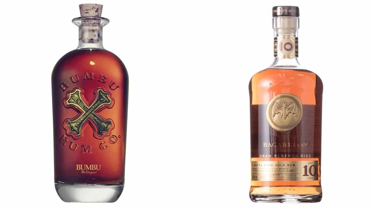 Bottles of Bumbu and Barcardi Gran Reserva rum