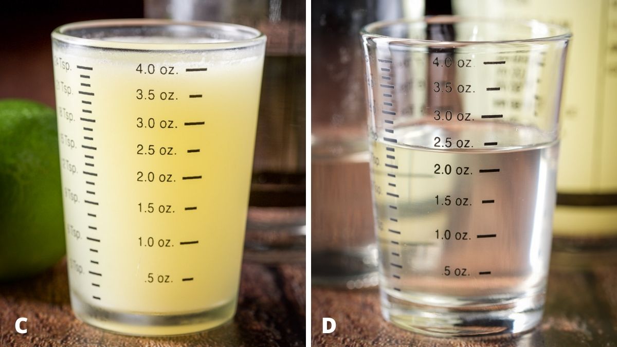 lime and simple syrup measured out