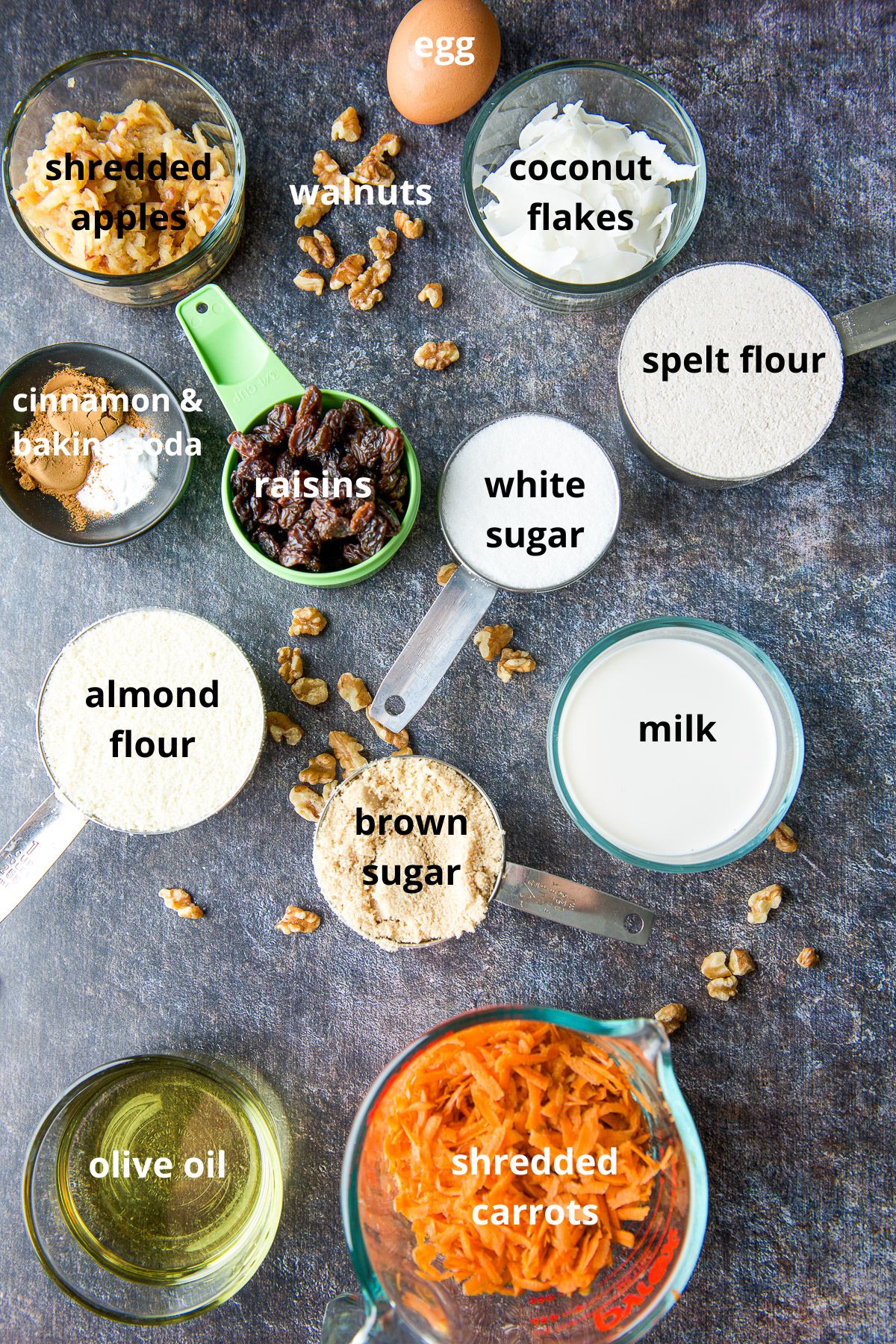 Ingredients for the morning glory muffins