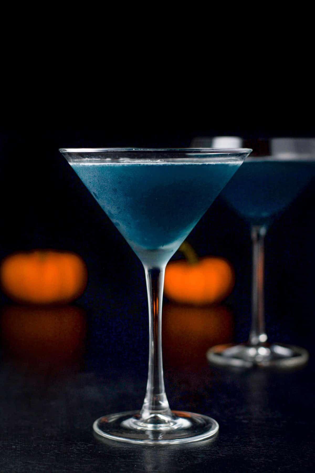 vertical view of the classic martini glass with the witches brew in it