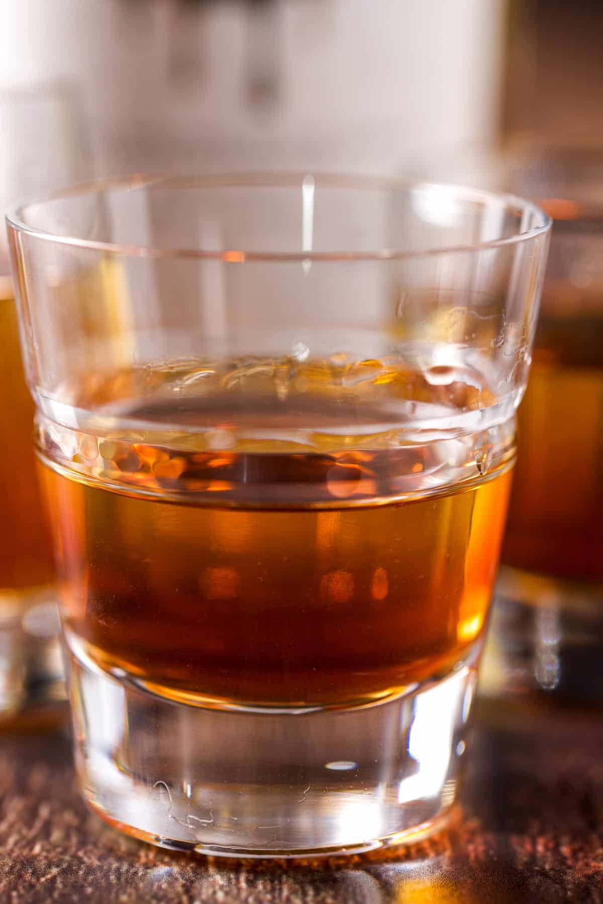 whiskey layered into the glass
