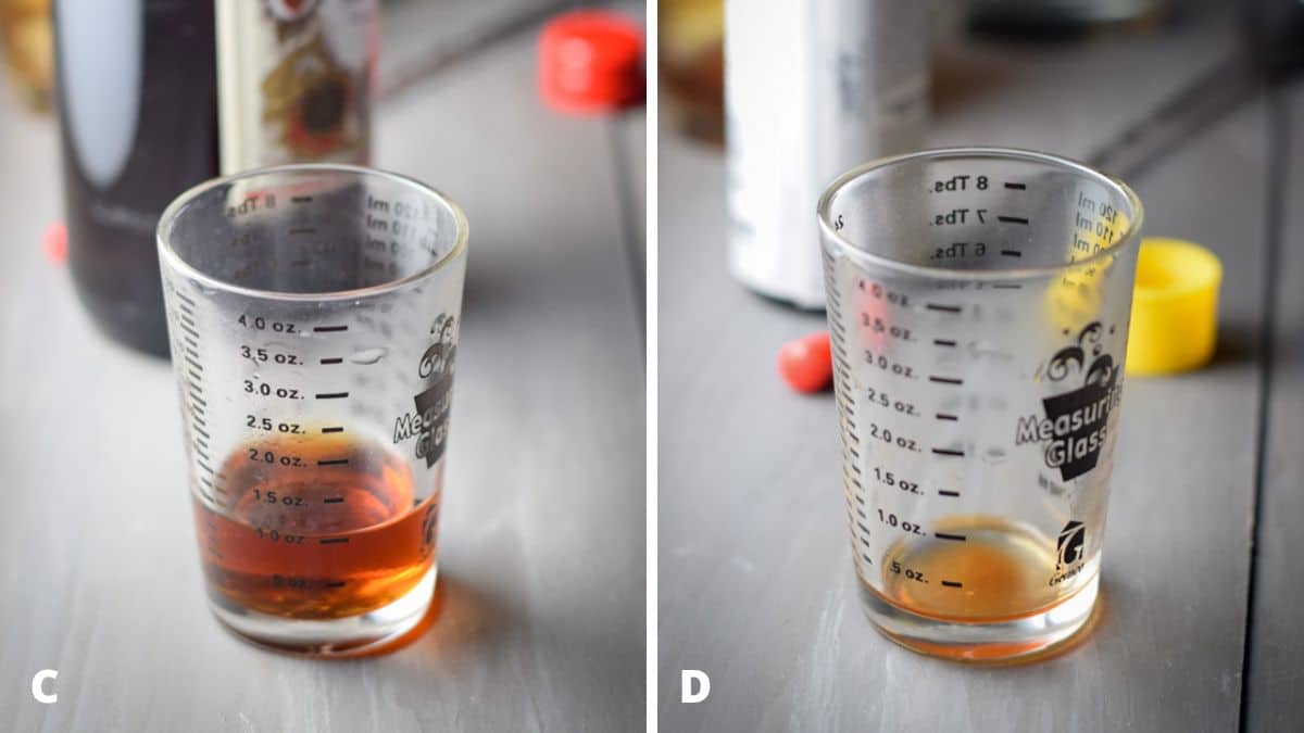 sweet vermouth and bitters measured out