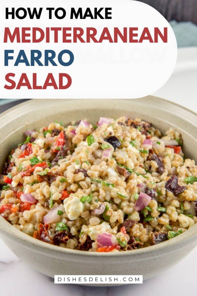 mediterranean farro salad pin