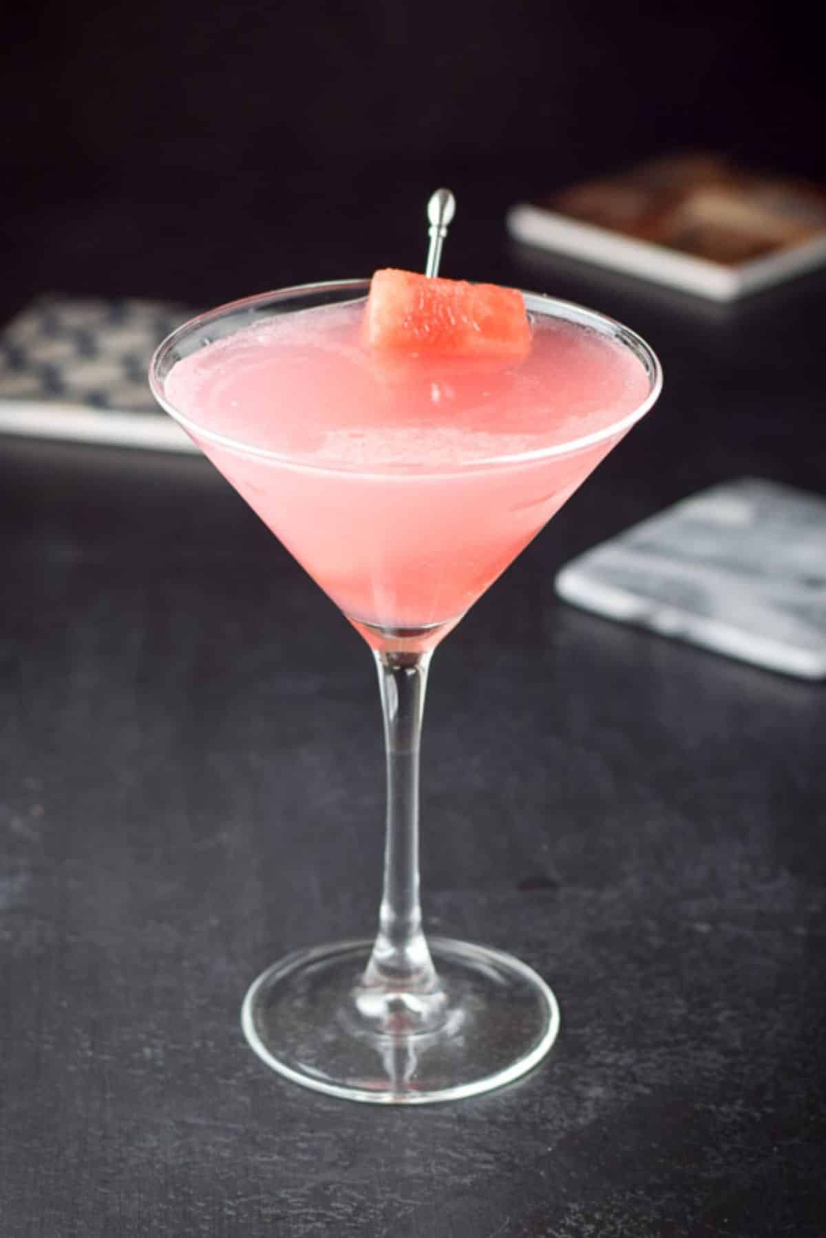 Old photo of a lighter colored cosmo with watermelon